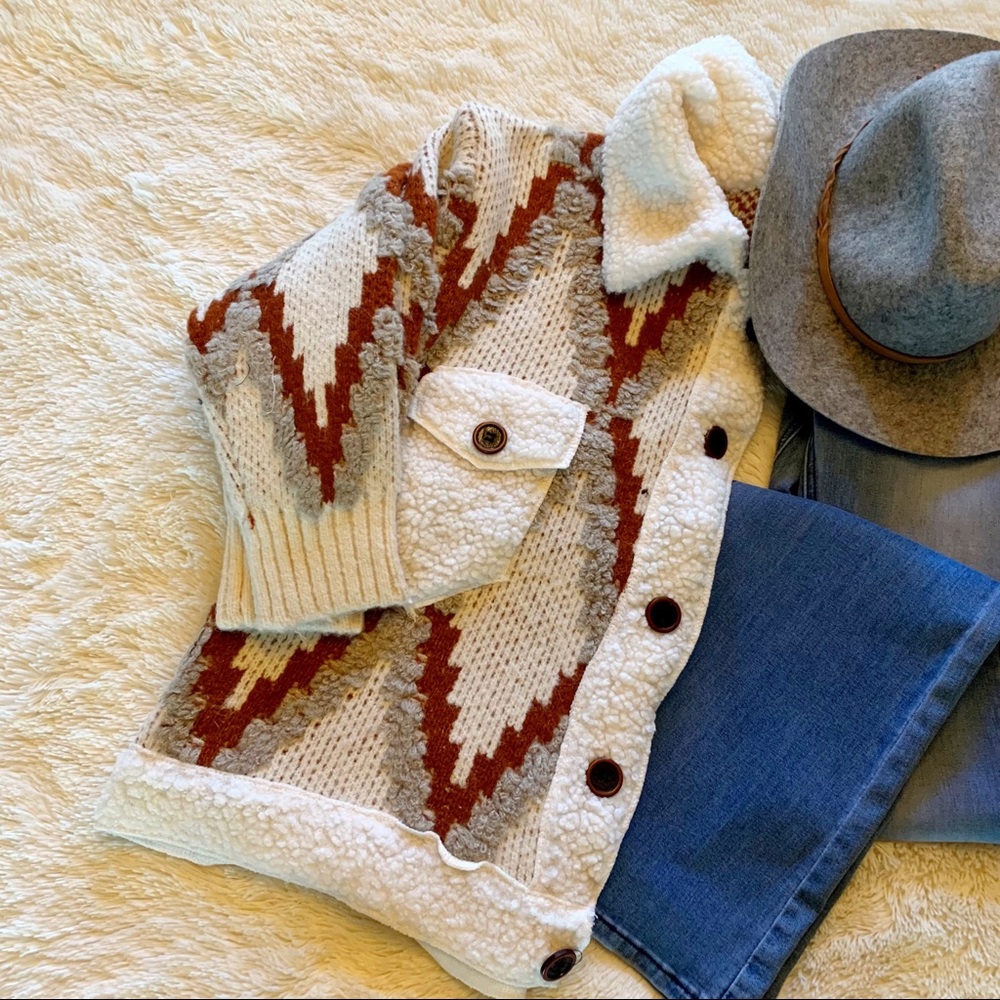 New Quilted Cardigan Sweater Coat / Women's Shacket Western Boho Jacket - Picture 7 of 9